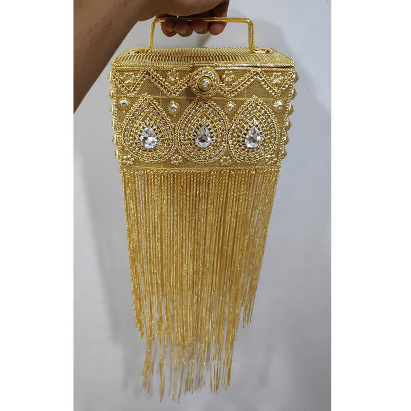Women Bags India - DOYUTIG อินเดียออกแบบผู้หญิงยาว Tassels HAND-Made Rhinestone ลูกปัดกล่อง