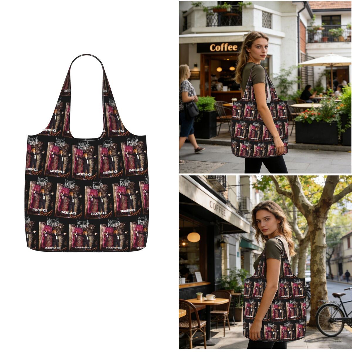 Women Bags Farmers - กระเป๋าช้อปปิ้งผ้าแคนวาส Stade De France Mylene Farmer