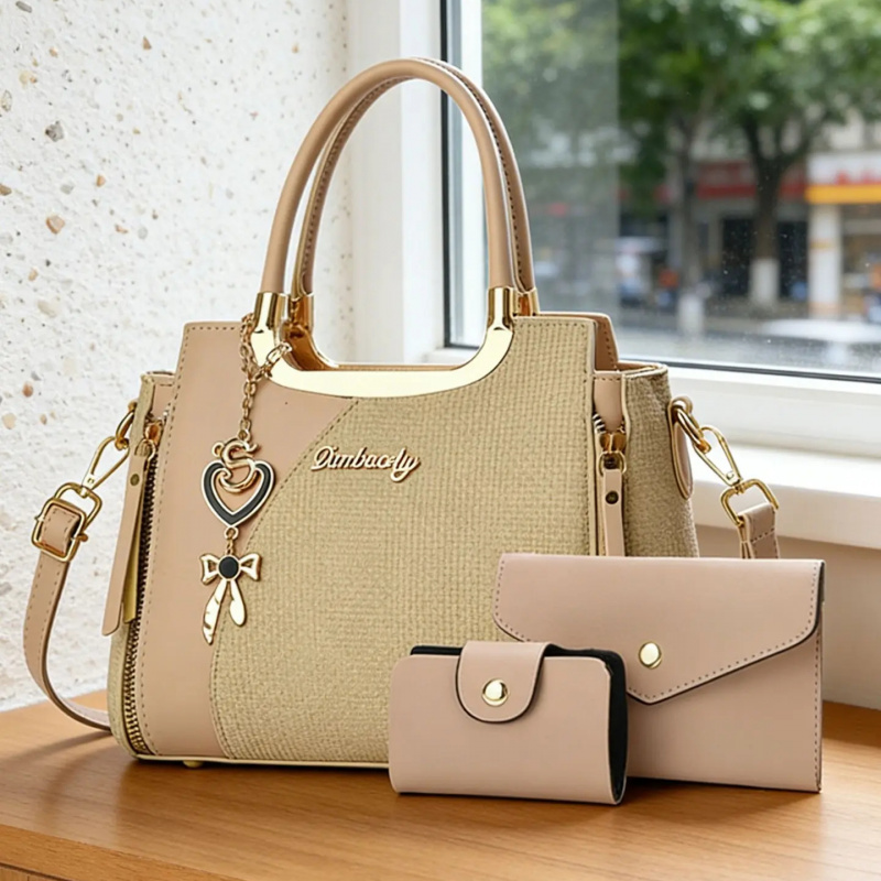 Women Bags For Gift - ชุดกระเป๋าถือสตรีสุดหรู, กระเป๋าสะพายหลากสี, วัสดุ PU แบบลำลอง, เหมาะสำหรับทุกฤดูกาล,