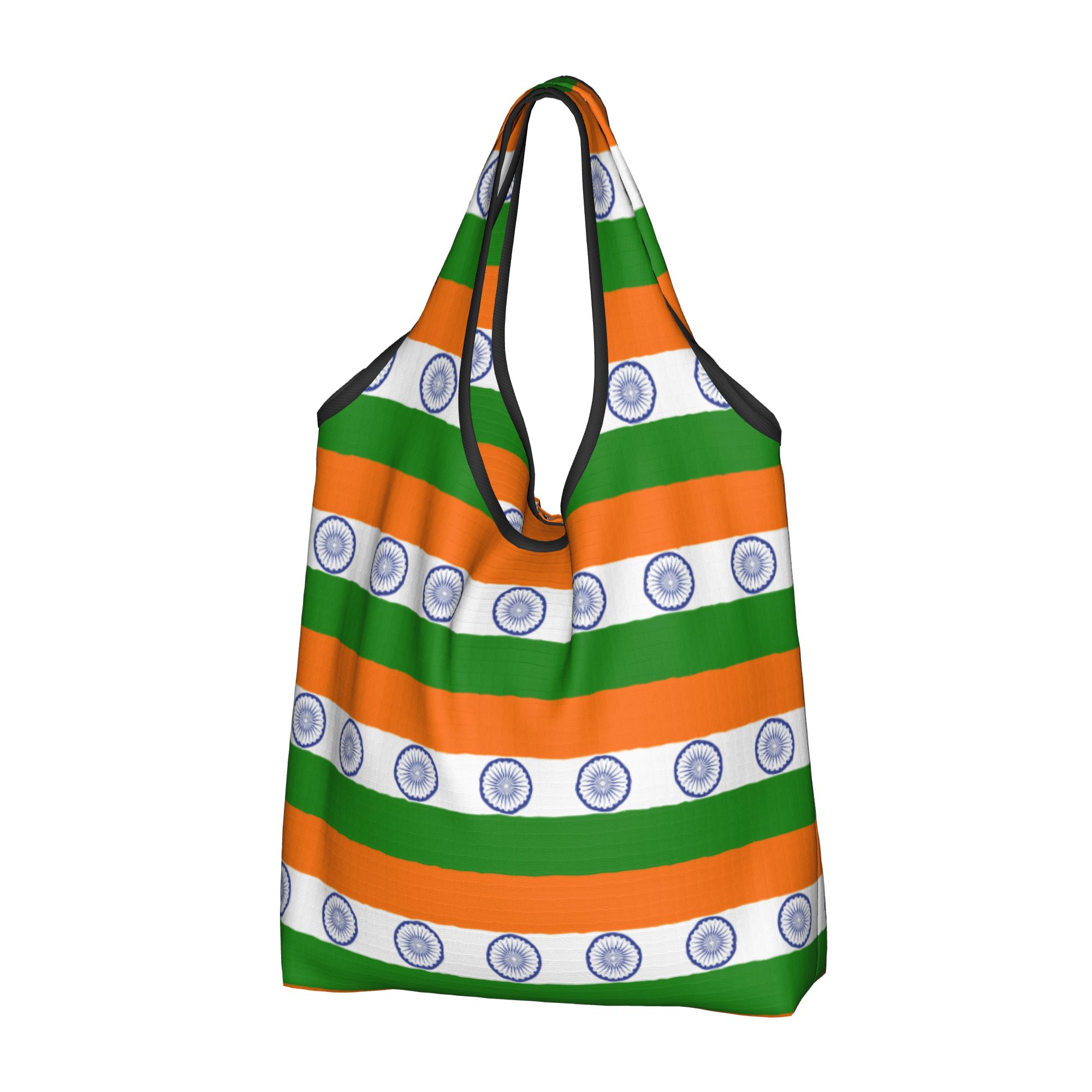 Women Bags India - กระเป๋าช้อปปิ้งลายธงชาติอินเดียแบบใช้ซ้ำได้ กระเป๋าโท้ทสำหรับผู้หญิง กระเป๋าพกพาลายธงชาติอินเดียสำหรับซื้อของชำ