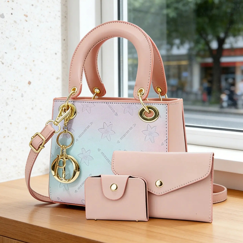 Women Bags Crossbody - ชุดกระเป๋าสะพายข้างพิมพ์ลายไล่เฉดสี, กระเป๋าใบเล็กแฟชั่นน่ารัก, สายปรับได้, กระเป๋าลำลองอเนกประสงค์