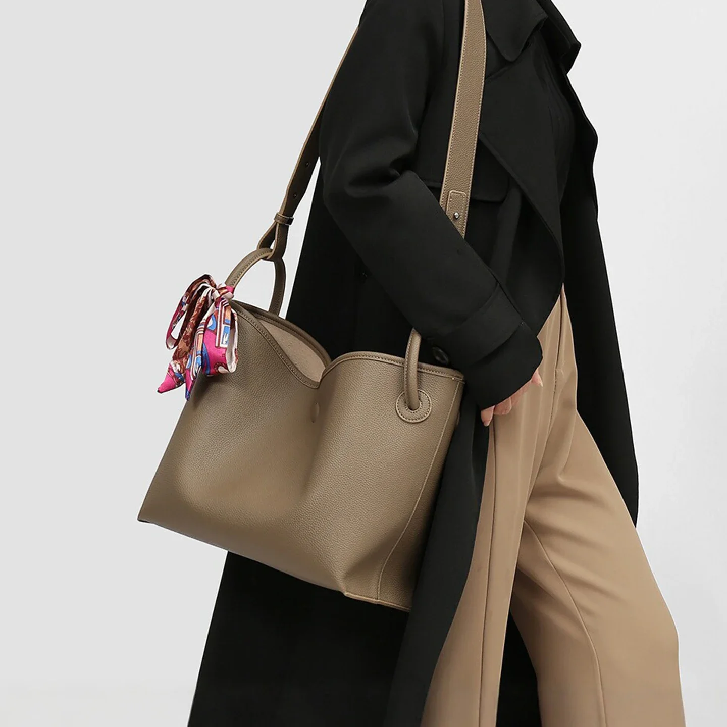 Women Bags Crossbody - กระเป๋าถือผู้หญิงสุดหรูระดับไฮเอนด์ หนัง PU สีพื้น 2 in