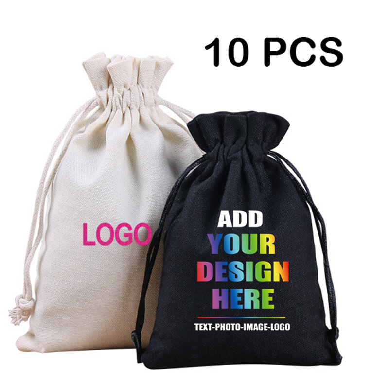 Women Bags Price - ถุงเก็บของผ้าฝ้ายพิมพ์โลโก้10ชิ้น/ล็อตถุงของขวัญถุงรูดกระเป๋าเครื่องประดับสินค้าส่งเสริมการขาย