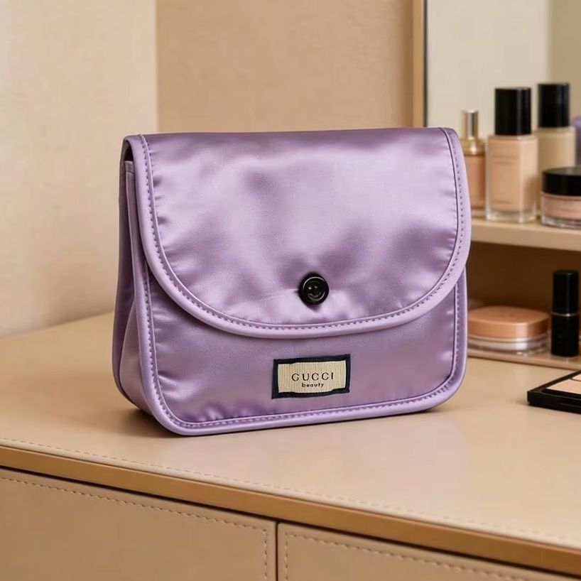 Women Bags Gucci - กระเป๋าเก็บของผู้หญิง Gucci Satin สีม่วง กระเป๋าใส่เหรียญแบบพกพา ซับในผ้าฝ้ายลายดอกไม้