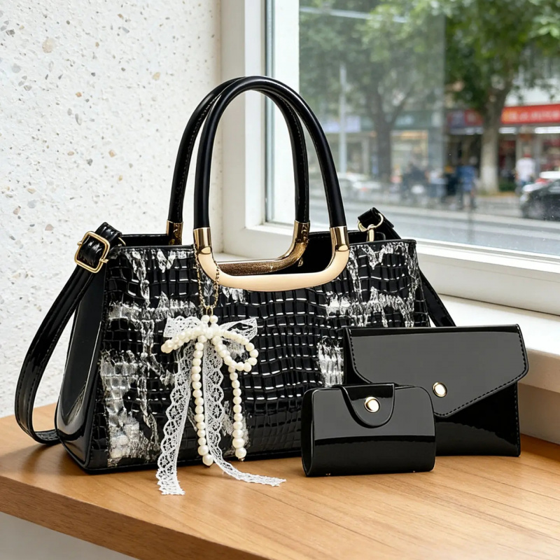 Women Bags Crossbody - ชุดกระเป๋าถือสตรี ลายหนังจระเข้ กระเป๋าคลัทช์สำหรับงานกลางคืน กระเป๋าสะพายข้างสำหรับงานปาร์ตี้ เครื่องประดับสตรีระดับไฮเอนด์ ของขวัญสุดเพอร์เฟกต์