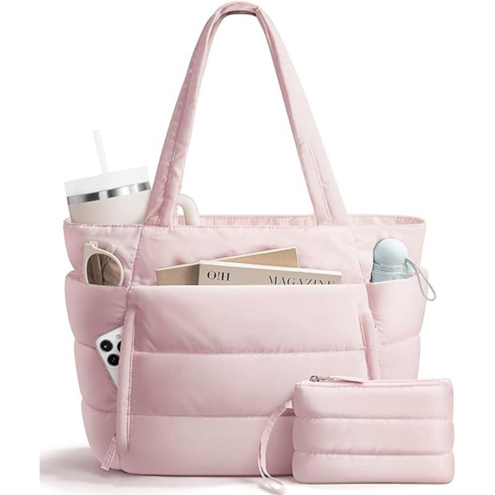 Women Bags Aldo - กระเป๋าโท้ททรงพัฟฟ์ขนาดใหญ่สำหรับผู้หญิง มีช่องใส่ของหลายช่อง พร้อมกระเป๋าใส่เหรียญ กระเป๋าสำหรับเดินทาง น้ำหนักเบา กันน้ำ
