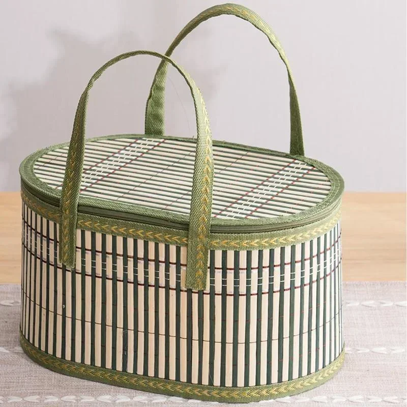 Women Bags For Gift - ตะกร้าไม้ไผ่ทำมือ เป็นมิตรกับสิ่งแวดล้อม พับเก็บได้ ใช้เป็นตะกร้าปิกนิก กล่องของขวัญทำมือ สำหรับเทศกาล/ตลาด