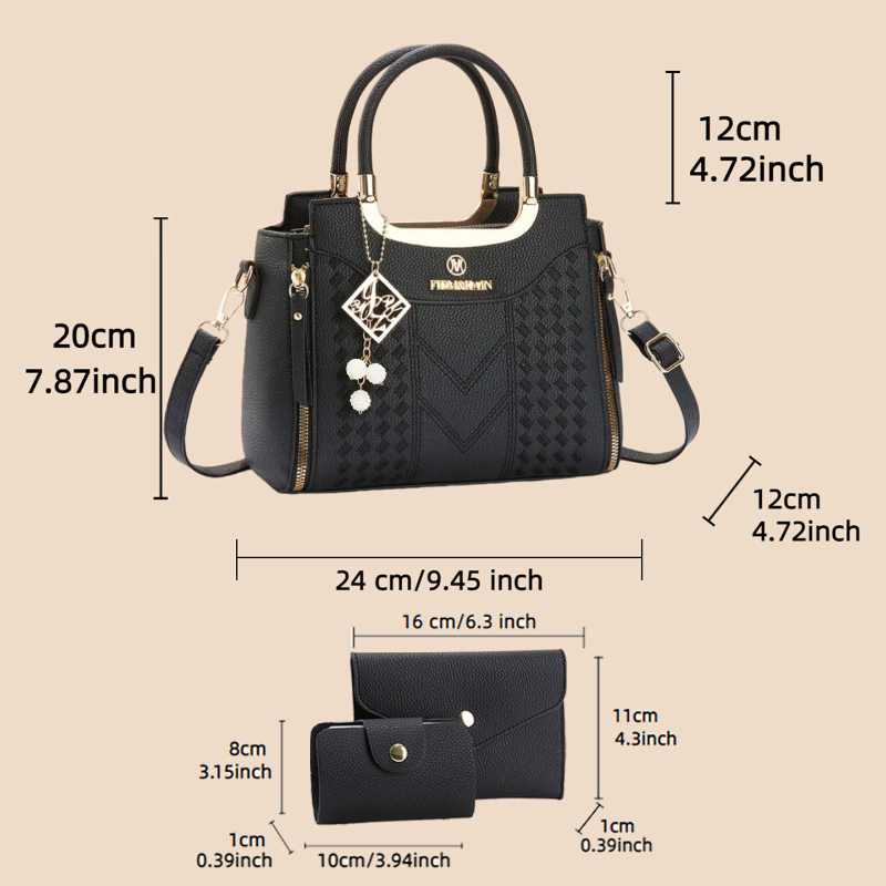 ชุดกระเป๋าถือ 3 ชิ้น ทำจากหนัง - Women Bags Crossbody บทวิจารณ์และราคา