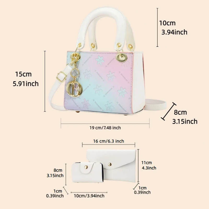 ชุดกระเป๋าสะพายข้างพิมพ์ลายไล่ - Women Bags Crossbody บทวิจารณ์และราคา