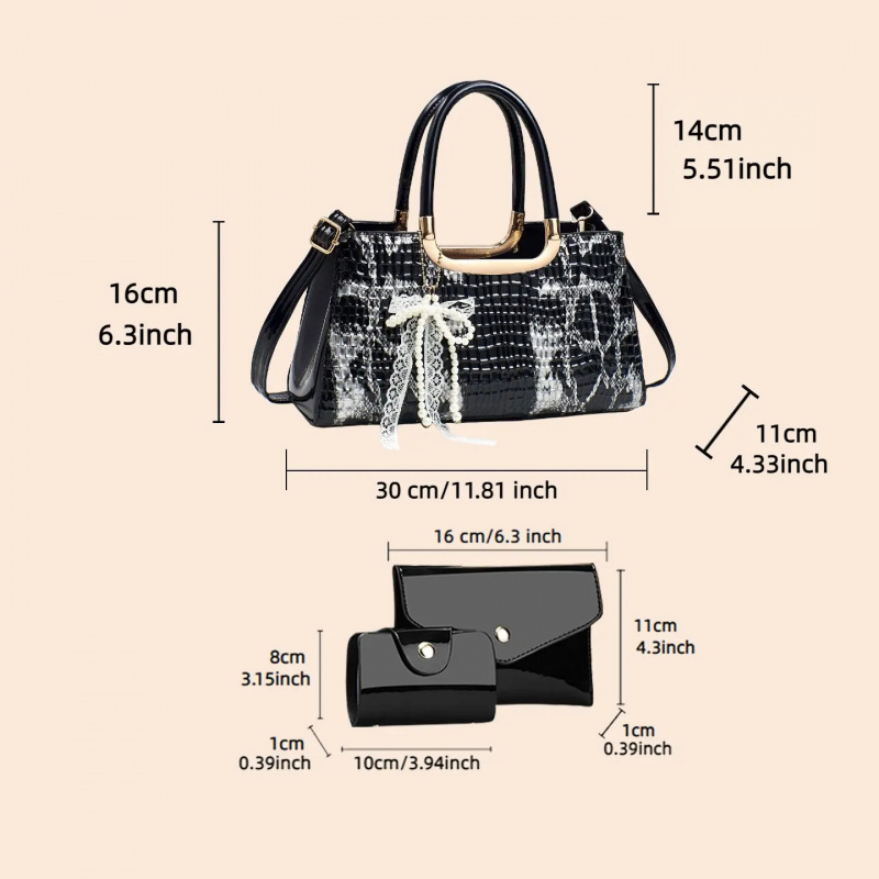 ชุดกระเป๋าถือสตรี ลายหนังจระเข - Women Bags Crossbody บทวิจารณ์และราคา